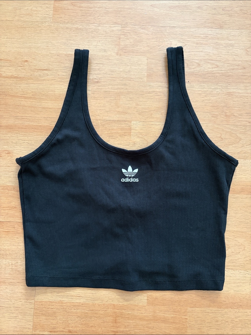 Adidas Black Ribbed Crop Tank